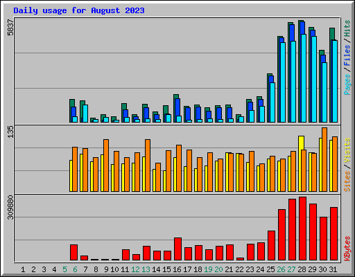 Daily usage for August 2023
