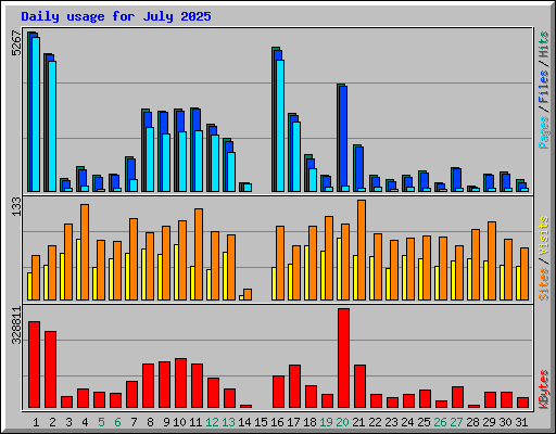 Daily usage for July 2025